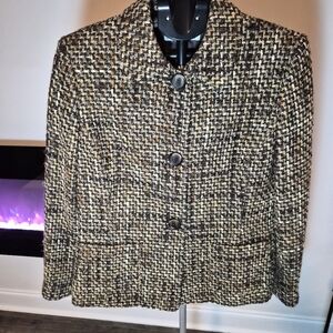 Tahari Arthur S. Levine Tweed Wool Blend Blazer Jacket - Size 16P